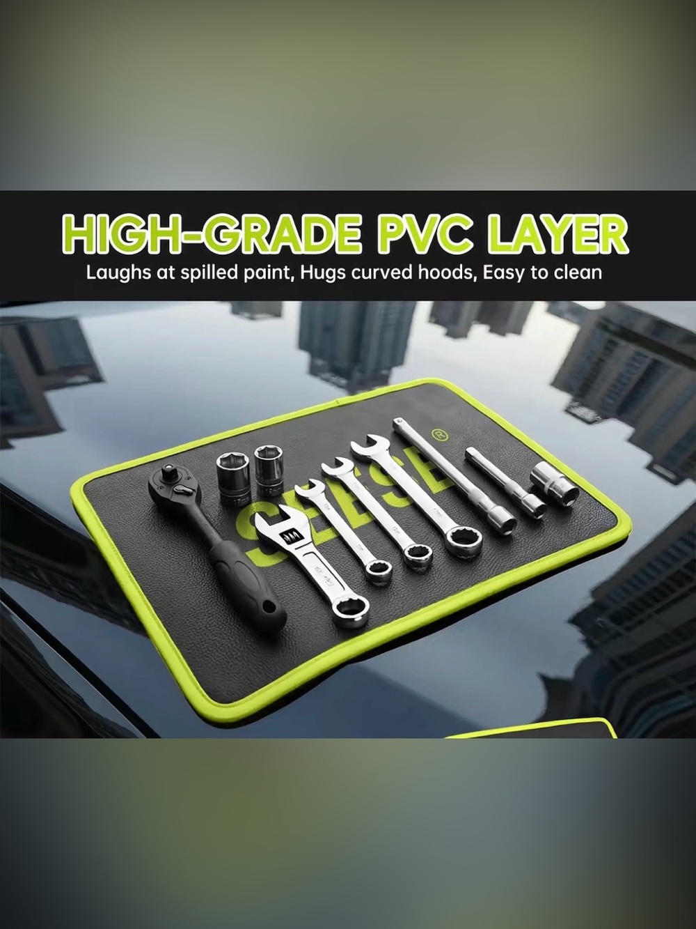 New/In Box High-Grade Anti-Slip Magnetic Tool Mat in Black & Neon Green